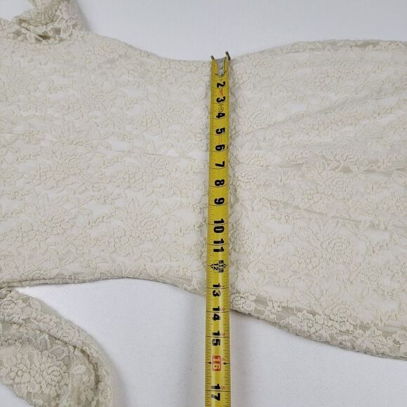 Belle Bagley Mischka Dress Lace Long Sleeve Ivory Formal Zip Up - Picture 12 of 13